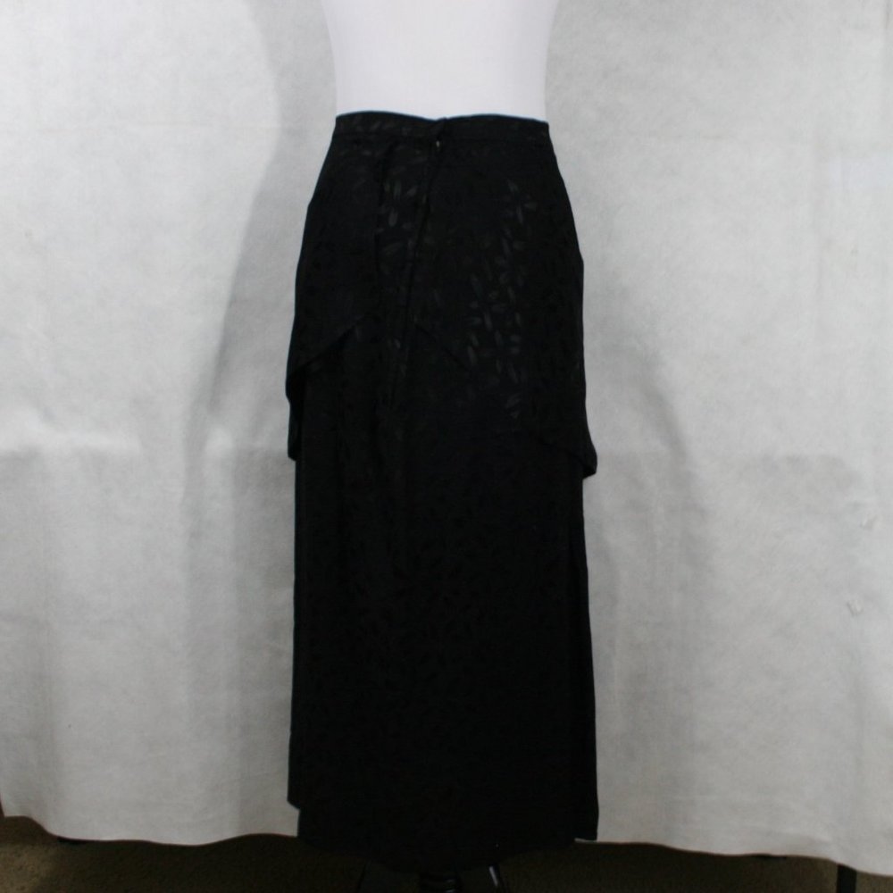 Vintage 40's Black Crepe Floral Midi Skirt w/ Peplum SZ XS EUC - Picture 4 of 7